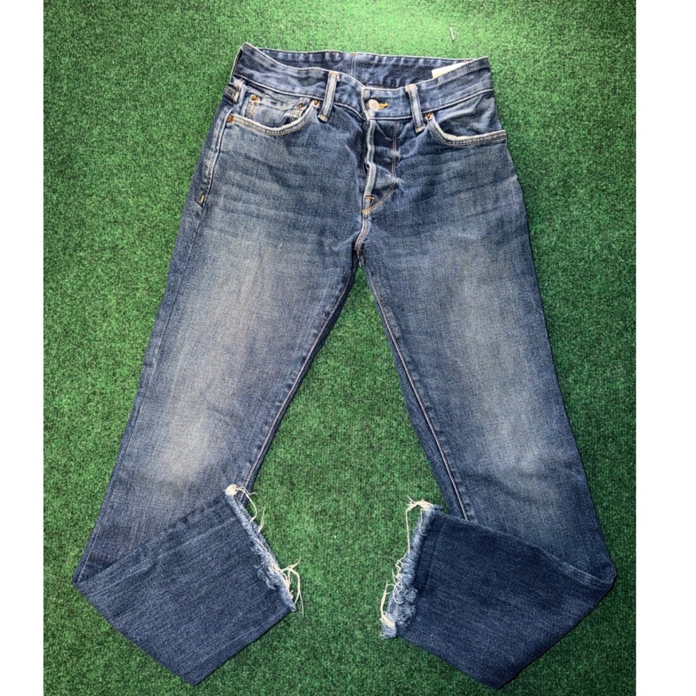 Buck Mason Maverick Slim Double Dipped Indigo Denim Jeans 28x34 Raw Hem 12101